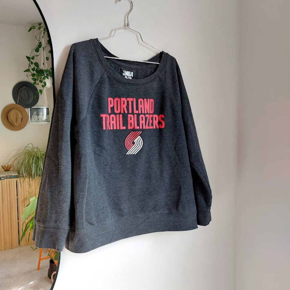 NBA Portland Trail Blazers Scoop Neck Sweater, Gray, Women's XL